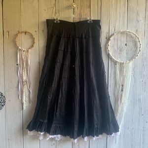 🎈Mix Noveau Black Boho Maxi Skirt W/ Trim